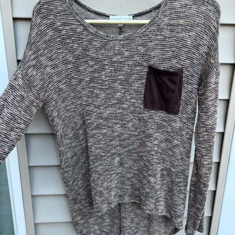 Moa Moa Brown and Cream Knit Top